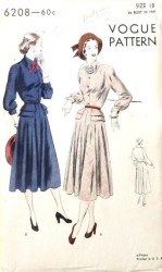 6208 VOGUE 1947 CIRCULAR PEPLUM DRESS PATTERN SIZE 16  34 BUST